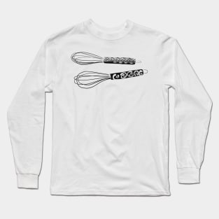 Cooking and Baking Whisks Line Drawing Long Sleeve T-Shirt